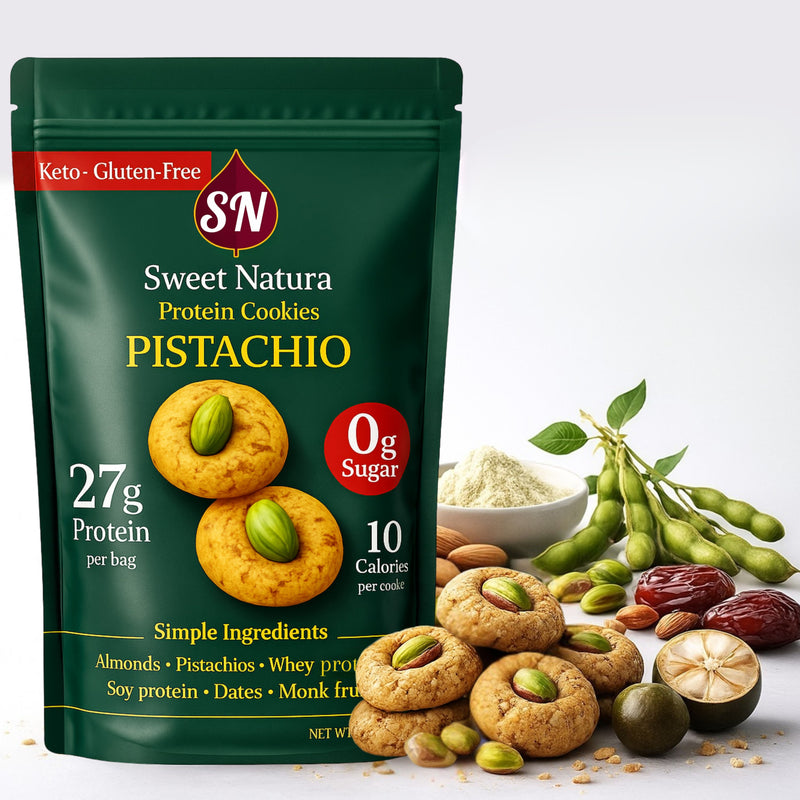 Pistachio grass-fed whey protein mini cookies (10 cal per cookie)
