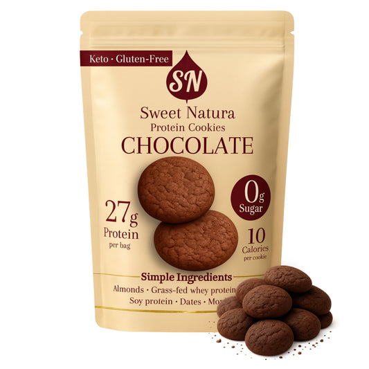 Chocolate grass-fed whey protein mini cookies (10 cal per cookie)